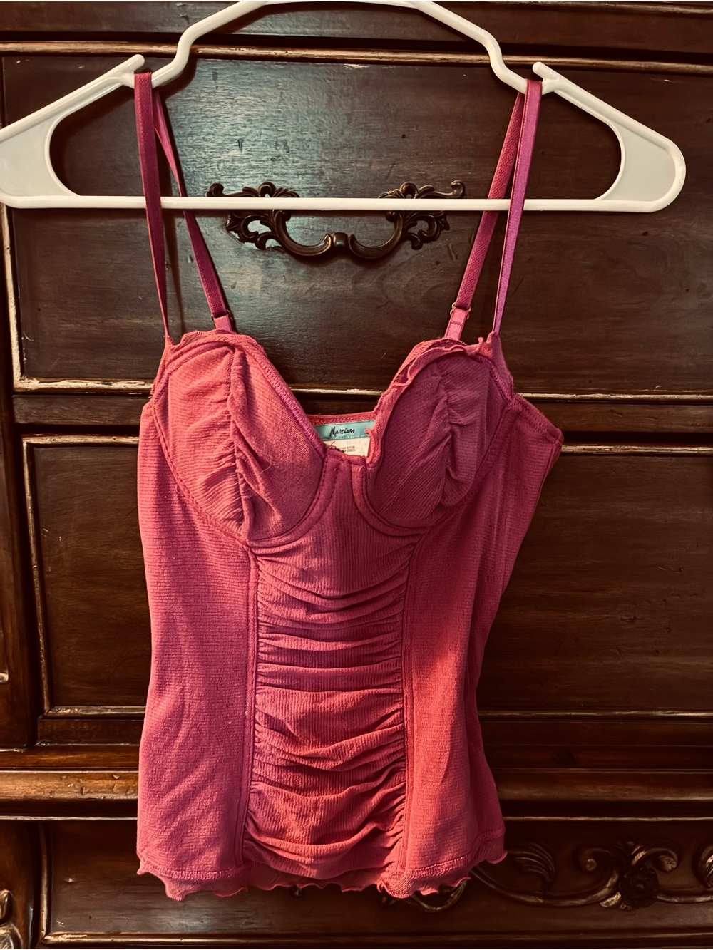 Marciano Fushia Ruched Purple Corset Style Tank XS